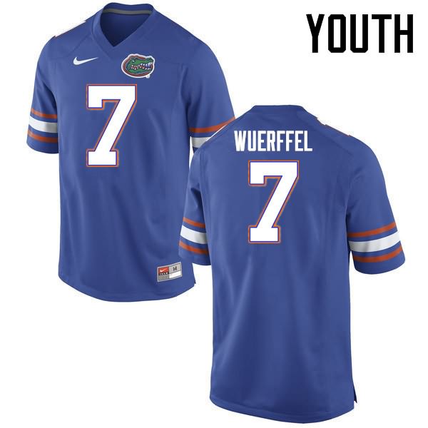 Youth NCAA Florida Gators Danny Wuerffel #7 Stitched Authentic Nike Blue College Football Jersey LNA5065KV